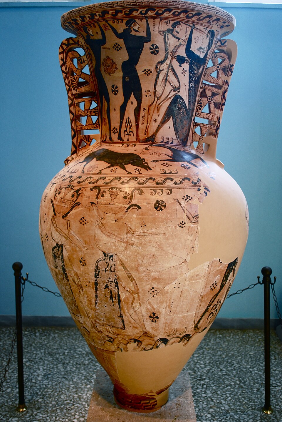 The Polyphemus Amphora: proto-Attic amphora neck showing Odysseus and his men blinding the cyclops